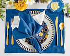 Solino Home 100% Pure Linen Napkins Indigo Blue Woven, 20 x 20 in, Set of 4 - Image 2