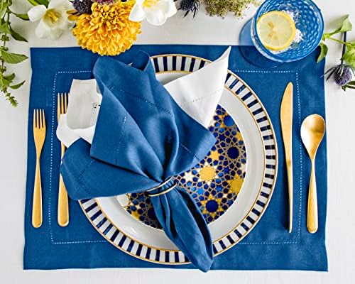 Solino Home 100% Pure Linen Napkins Indigo Blue Woven, 20 x 20 in, Set of 4 - Image 2