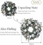Valery Madelyn 20" Pre-Lit Christmas Wreath for Front Door Silvery White - Image 6