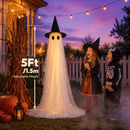 2 Pack 5 Ft Large Light Up Ghost Decor - Halloween Decorations Outdoor - Image 2