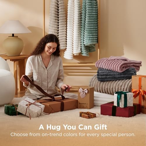 Bedsure Soft Cozy Cal King Size Blanket for Bed Off White 102"x96" - Image 5