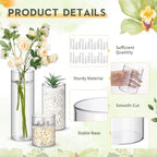 Nuogo 12 Pcs Plastic Cylinder Vases Tall Plastic Flower Vases for Centerpieces Hurricane Candle Holder for Home Wedding Office Party Formal Dinners Decorations (4''/6''/8'') - Image 2