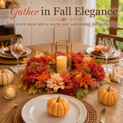 24 Inch Fall Wreaths for Front Door, Autumn Flower Wreath - Image 3