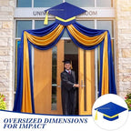 Batiyeer 3 Pcs Graduation Porch Decorations Class of 2026, 32.8 x 1.64 ft Large Graduation Blue Yellow Door Frame Decor with Diploma Cap for Congrats Grad School College Porch Flag Outdoor Party - Image 6