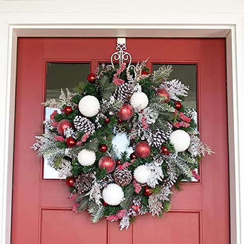 Front Door Wreath Hanger, Adjustable Hook Length Colonial Design, White - Image 4