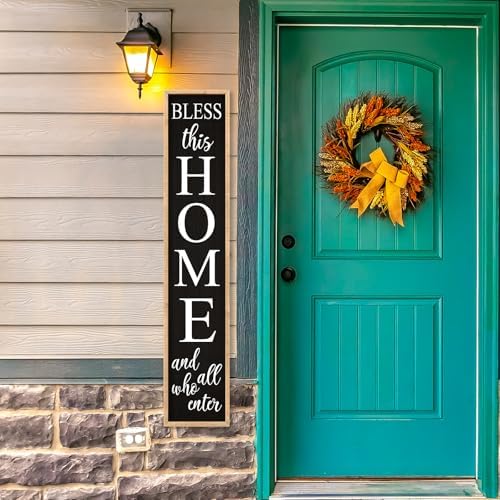 Welcome Sign for Front Door, Wood Black, 45"X9" - Image 4