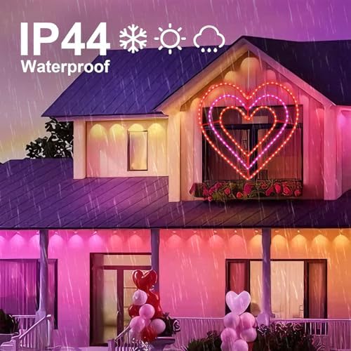 LAMPHOME Valentine Lights Outdoor 24.8 Inch 168LED Waterproof Red and Pink Large Heart Light Valentine‘s Day Decorations for Outdoor Garden Yard Galentine's Day Decoration - Image 6