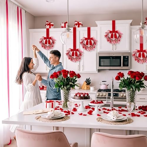 Hoteam 4 Pcs 9 Inch Mini Valentine's Day Love Rattan Wreaths - Image 3