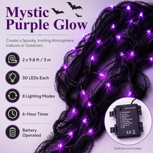 Gilprop Halloween Stair Party Decoration for Wall Mantel Fireplace, Purple - Image 2