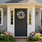Spring/Summer Wreaths for Front Door,Purple Tulip Wreath for Decoration, 22 Inch Door Wreaths Indoor Outdoor for Party Holiday Farmhouse Wedding Home Wall Window Decor - Image 5