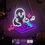 DJ Ghost Halloween Neon Sign, Dimmable LED Music Neon Sign for Wall Decor by Unknown