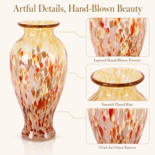 Amber Red Hand Blown Glass Vase 11.8" Tall Beautiful Designer Flower Vase - Image 7