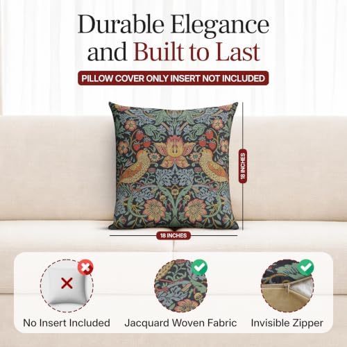 William Morris Strawberry Thief A Blue Tapestry Throw Pillow Cover 18 x 18 - Image 2