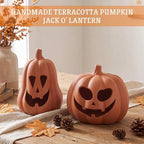 Tioncy Halloween Decor Terracotta Jack O Lantern Pumpkin Decor,Terracotta - Image 4