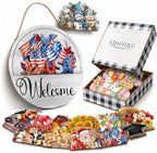 Interchangeable Welcome Sign for Front Door Decor with 16 Seasonal Pieces by Unknown