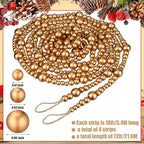 4 Pcs Christmas Tree Wood Bead Garland, 18 ft Each, Gold - Image 2