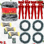 Riceshoot 50 Feet Christmas Garland with Lights 8 Red Bows Outdoor Fence - Image 3