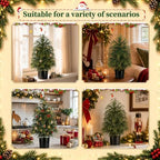 Grooy 2FT Artificial Cedar Topiary Trees, 2 Pack Fake Shrubs with Pot - Image 6