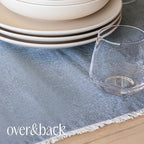 Over&Back 18x108 Woven Frayed Chambray Cotton Table Runner - Washable Table Runners for a Custom Home Decor Tablescape - Hand-Finished Frayed Edges - Coffee Table, Dinner Table, Living Room - Blue - Image 6