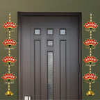 Divyakosh Door Hangings for Home | 4 Red Lotus with Bell Latkans, Size - 24 Inch Each | Temple & Pooja Decoration Items - Image 2