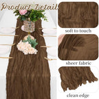 16 Pack Brown Cheesecloth Table Runners 20x120 Inch Gauze Table Runner Cheese Cloth 10FT Brown Table Runner Rustic Sheer Runner for Wedding Birthday Party Baby Shower Table Decor - Image 2