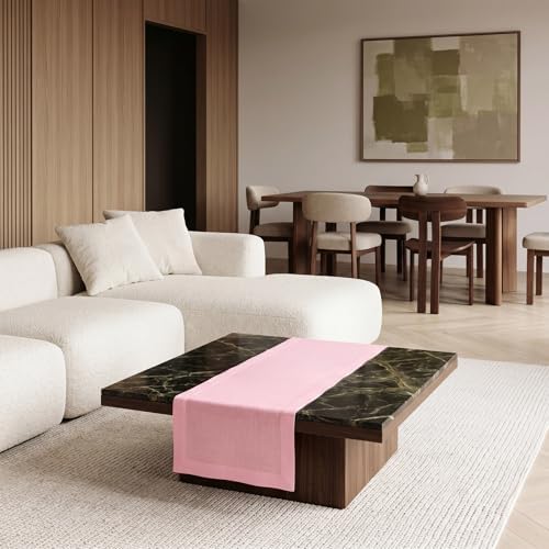 Solino Home 100% Pure Linen Table Runner Pink Lemonade, Fete 14 x 48 in - Image 4
