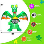 SEASONBLOW 7 Ft Inflatable St. Patrick's Day Dragon Holding a Pot of Gold Decoration with Shamrock Horn Irish Wings Blow Up Yard Decor for Lawn Yard Garden Indoor Outdoor Holiday Party - Image 6