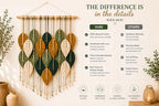 Macrame Wall Hanging Large, Boho Wall Decor, Leaf Macrame Wall Art, Woven Cotton Tapestry for Bedroom Living Room (Green and Beige) 39" x 31" - Image 4