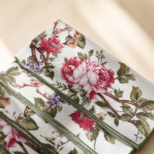 100% Cotton Printed Cloth Napkins Set of 6, 18x18 Inch Reusable Dinner Napkins, Soft Washable Floral Table Napkins for Dining, Parties & Hosting - Ivory Floral - Image 5