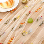 Boao 3 Pcs Wildflower Table Runner Embroidery Tulle Spring Summer Table Runner 120 Inch 10 ft Kitchen Dining Decoration for Wedding Baby Shower Bridal Shower Home Decor Birthday Party (Champagne) - Image 2