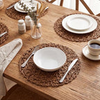 Threehoney Paper Braided Round Placemats, Set of 24, Coffee, 13 in - Image 5
