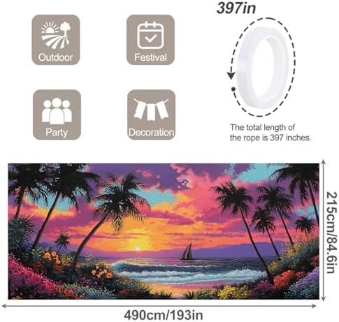 7 * 16FT Summer Sunset Garage Door Cover Decorations Sunset Palm Trees Garage Door Banner for Outdoor Indoor Summer Party Photography Backdrop - Image 4