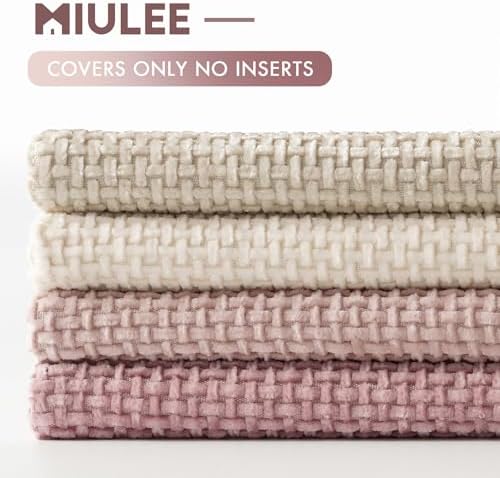 MIULEE Soft Decorative Chenille Pillow Covers Light Pink 20x20 Pack of 4 - Image 6
