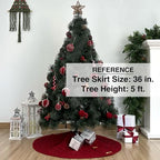 36-Inch Cable Sweater Knit Christmas Tree Skirt with Wooden Toggles, Burgundy - Image 3