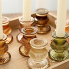 WDHODEC Glass Candlestick Holders 12PCS Taper Candle Holders for Table Centerpiece Vintage Colorful Candle Sticks for Wedding, Party and Birthday Table Decoration(Brown) - Image 2