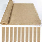 10 Pack 13 x 90 Inch Tassel Burlap Table Runners,Natural Rustic Jute Table Runner and Placemats Bulk for Western Wedding Table Decorations,Farmhouse Style Party,Holiday,Kitchen Table Decor Cover by Wlirantim