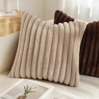 decorUhome Fall Faux Fur Throw Pillow Covers 24x24 Set of 2 Dark Brown - Image 6