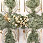 4 Cheesecloth Table Runners and 48 Napkins Set, 10Ft Boho Cheese Cloth Table Runners 20 x 20 Inch Rustic Wrinkled Gauze Napkins for Wedding Birthday Baby Shower Party Decor (Sage Green) - Image 4