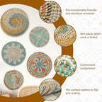 5 Pcs Boho Wall Basket Decor, Hanging Woven Wall Basket Decorative, Rattan Wall Basket Set, Round Woven Hanging Art, Woven Wall Plates Decor for Home Farmhouse Kitchen Table Living Room - Image 4