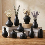 Black Ceramic Bud Vase Set of 10, Small Vases for Pampas Grass, Flowers, Mini Vases for Modern Home Decor, Minimalist Decor, for Living Room, Dining Table & Shelves by Unknown
