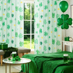 youleyar St. Patrick's Day Curtains for Living Room, 72 Inch Length Shamrock Clover Gold Coin Printed Pattern Curtain, Rod Pocket Window Drapes Decorations for Bedroom Dining Room Drapes, 52W x 72L - Image 2