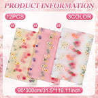 12 Pcs Daisy Tulle Table Runners Bohemian Country Tulle Lace Table Runner 120 Inch 10 ft White Champagne Pink Lace Fabric for Home Dining Wedding DIY Craft - Image 2