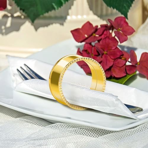 20 Pcs Stainless Steel Bead Side Napkin Rings Gold - Image 3