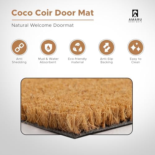 Coir Welcome Mat, Non-Slip, Welcome Cat, 17 x 29 in - Image 5