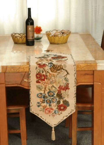 Tache Tapestry Colorful Country Rustic Morning Meadow Floral Table Runner 90 Inches Long by TacheHomeFashion