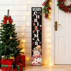 Winter Merry Christmas Welcome Sign for Front Door with Hanging Rope, 47" Farmhouse Cute Vertical Snowman Welcome Sign for front porch, Rustic Large Tall Wooden Porch Leaner Home Outdoor Decor - Image 2