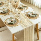 12 Packs Beige Cheesecloth Table Runner, Boho Gauze Cream Cheese Cloth Table Runner 10FT for Wedding Bridal Shower Baby Shower Birthday Farmhouse Home Decoration - Image 2