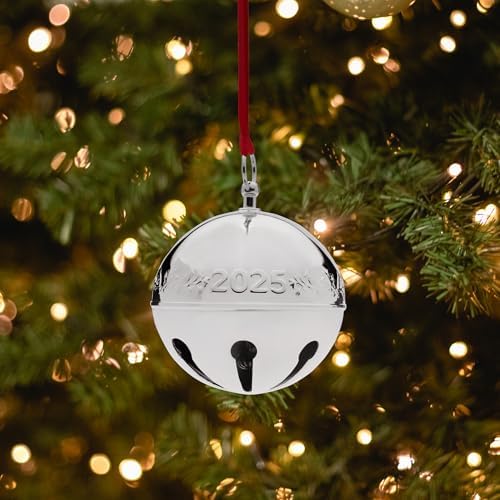 Wallace 2025 Silver-Plated Sleigh Bell Ornament 55th Edition - Cardinals and Poinsettias Holiday Collectible - Handcrafted Annual Christmas Bell with Gift Box - Image 3
