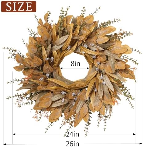 26'' Fall Wreath with Eucalyptus & Berries for Front Door Outdoor Decor - Image 5
