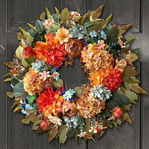 WANNA-CUL 24 Inch Fall Hydrangea Peony Wreath Front Door Wreath - Image 5